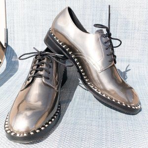 ASH Metallic Silver Patent Studded Women's Oxfords